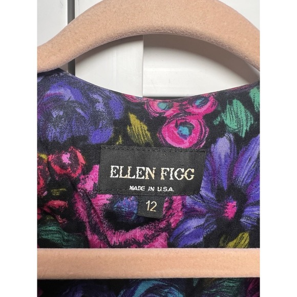 Ellen Figg Vintage Floral Short Sleeve V-Neck Button Down Blazer Women's Size 12 - Picture 2 of 6